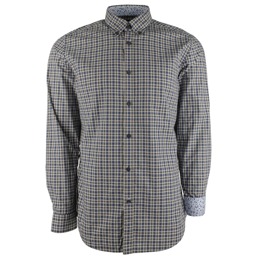 Hugo Boss Men's Big and Tall Lod Plaid Long Sleeve Shirt-DB-3XL